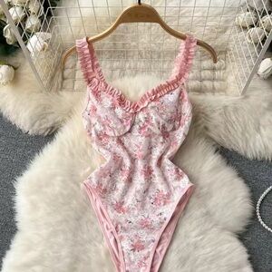 Urban Outfitters Pink and White Shapewear with Floral Design